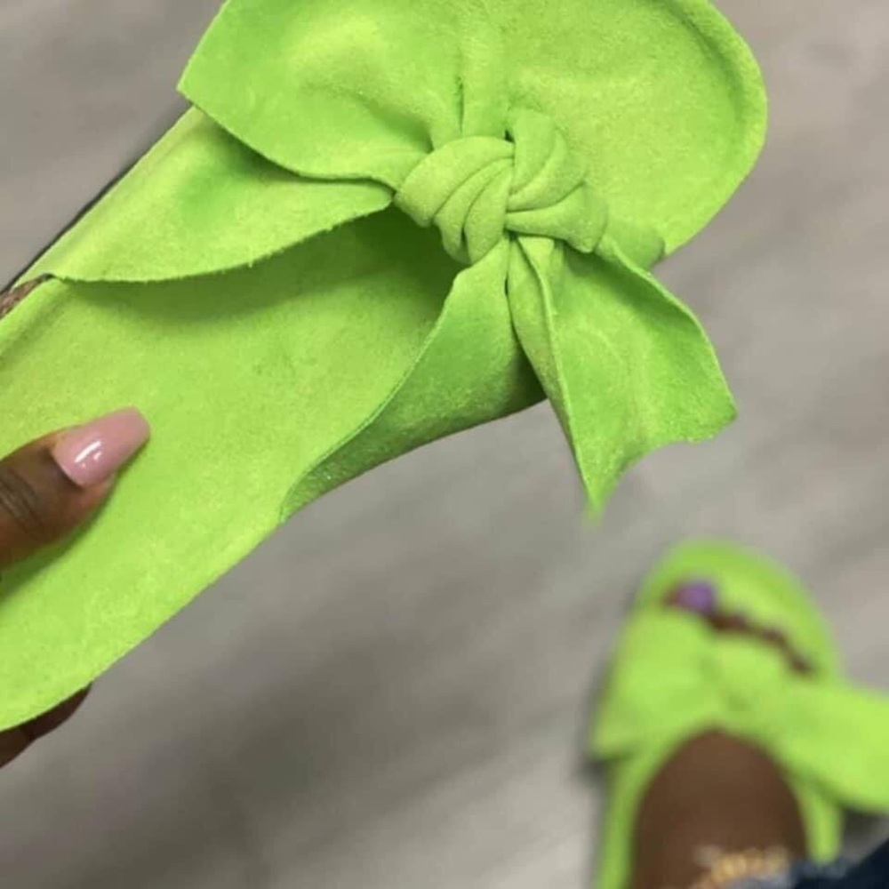 Faux suede bow slide sandals - Picture 1 of 1